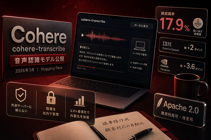 音声認識を自社環境で完結できるCohere-transcribe