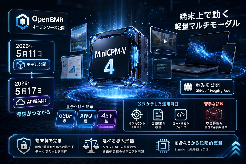 OpenBMB：MiniCPM-V 4.6公開