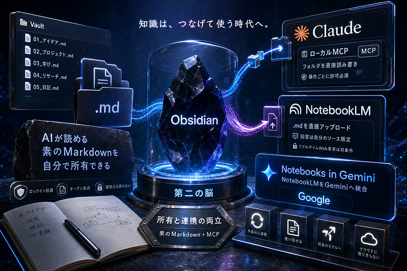 Obsidian/Google：AIが読める知識所有