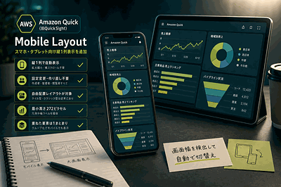スマホでダッシュボードが縦1列に自動整列｜Amazon Quick