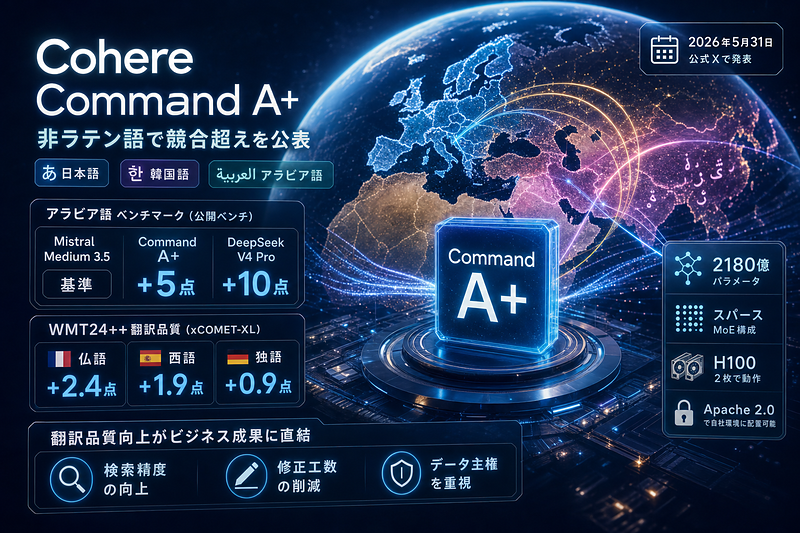 Cohere：非ラテン語で競合超え公表