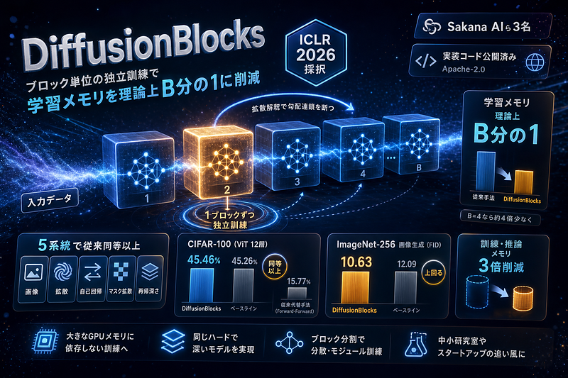 Sakana AIら3名：ブロック単位独立訓練