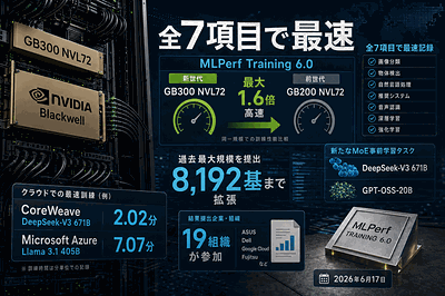 NVIDIA：訓練ベンチ全7項目首位