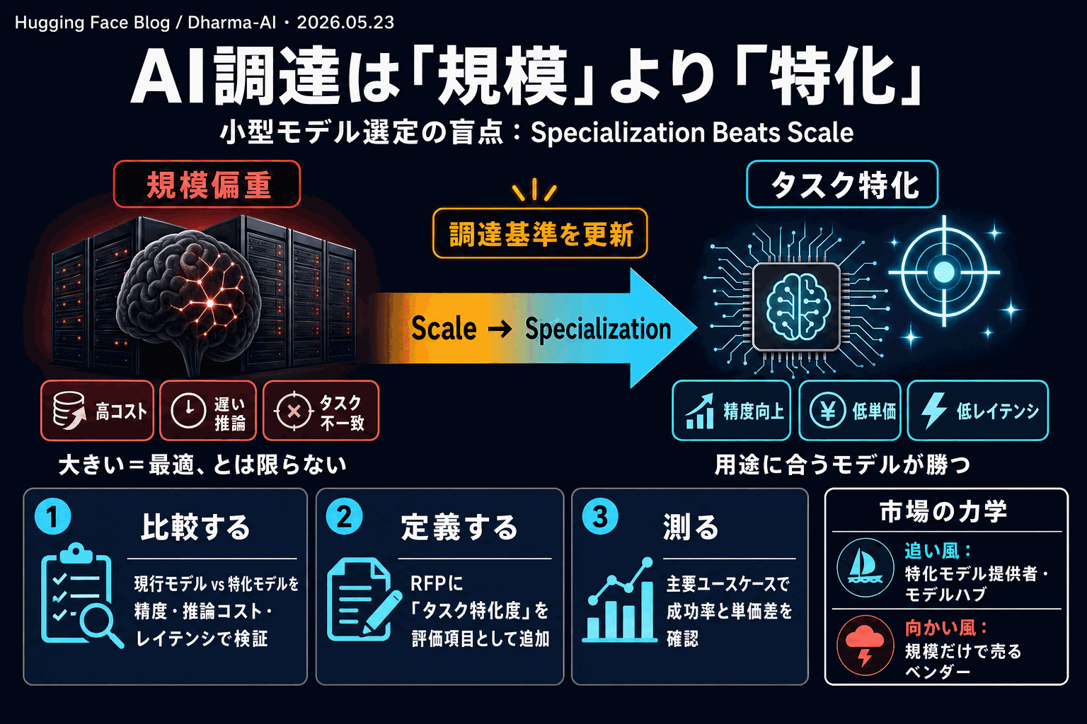 AI調達は規模より特化｜小型モデル選定の盲点の本文内説明図