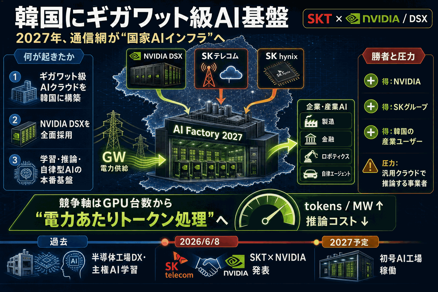 韓国にギガワット級AI基盤、27年稼働｜SKT×NVIDIAの本文内説明図