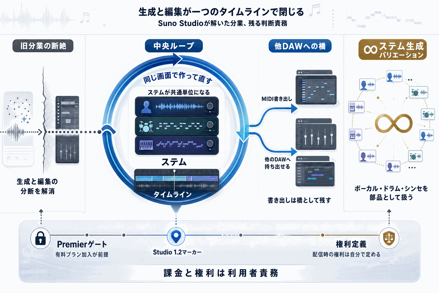 SunoがDAW内蔵のAI音楽制作環境を提供開始の本文内説明図
