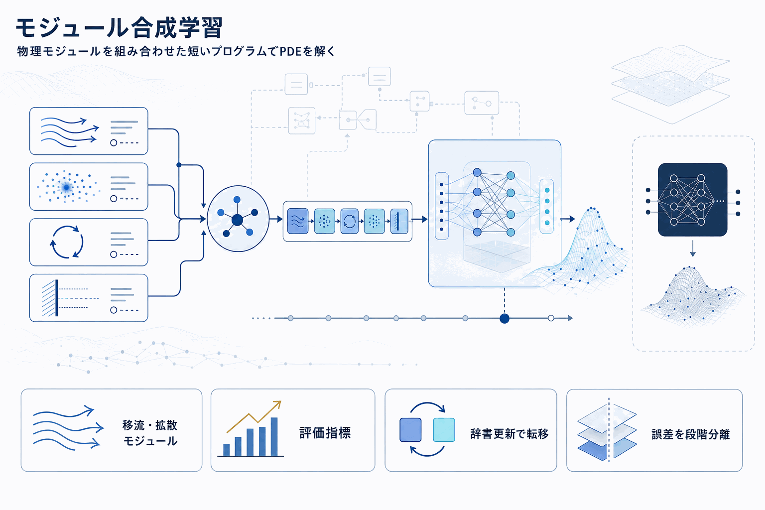 偏微分方程式をモジュール合成で学習｜HyCOPの本文内説明図