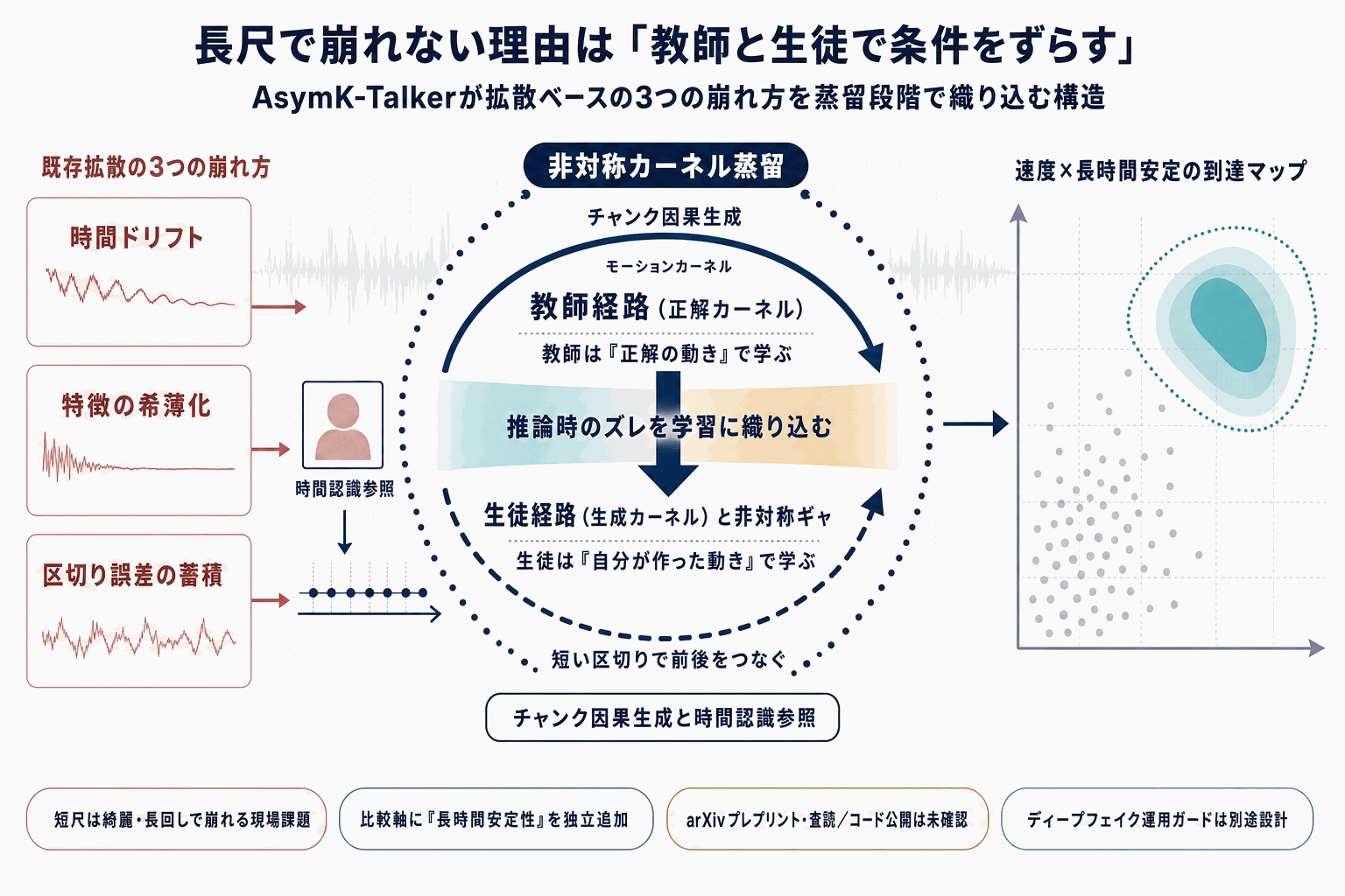 リアルタイム長時間アバター生成｜AsymK-Talker登場の本文内説明図