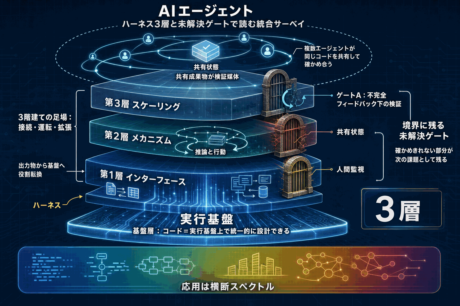 コードをエージェント基盤に｜統合サーベイ論文の本文内説明図