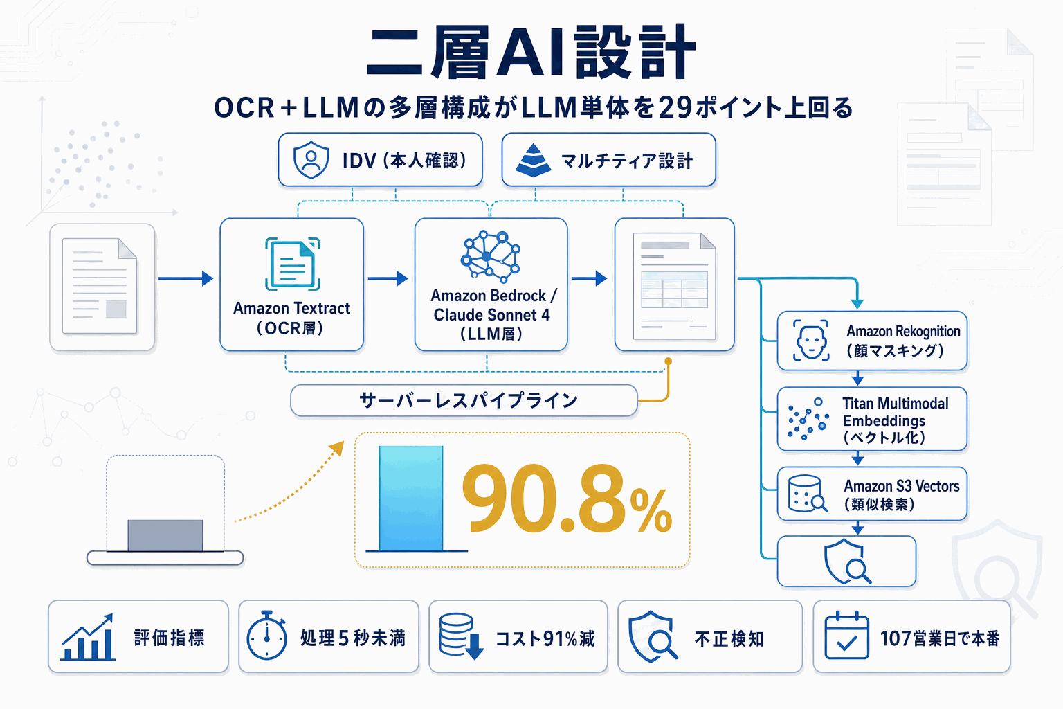 ID抽出を90.8%に｜Sun FinanceのAWS生成AI設計の本文内説明図
