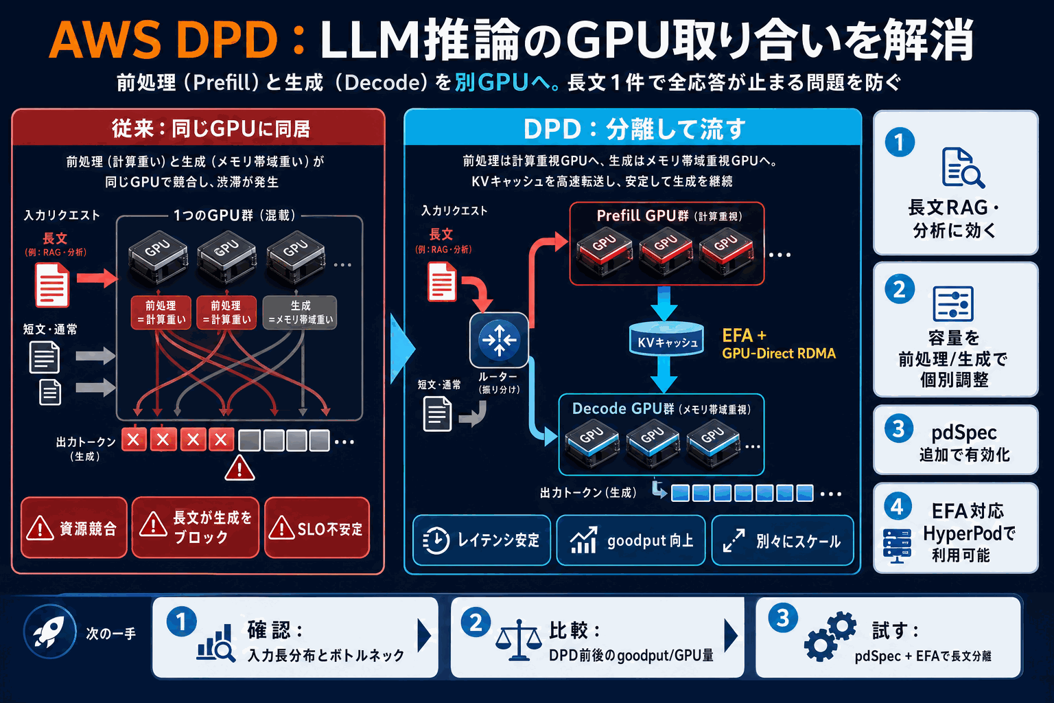 LLM推論のGPU取り合いを解消｜AWS新機能DPDの本文内説明図
