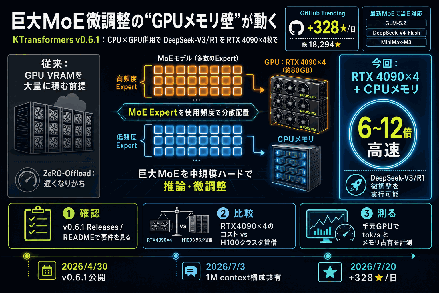 巨大MoEをRTX4090×4枚で微調整｜KTransformersの本文内説明図