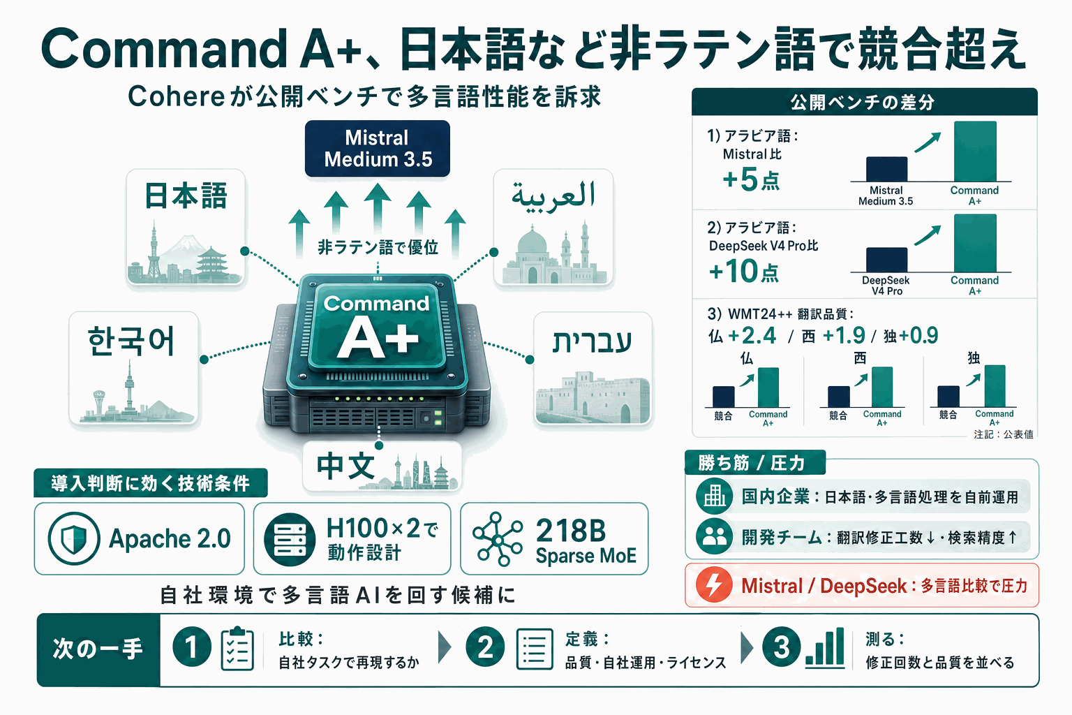 Command A+、日本語など非ラテン語で競合超え｜Cohereの本文内説明図