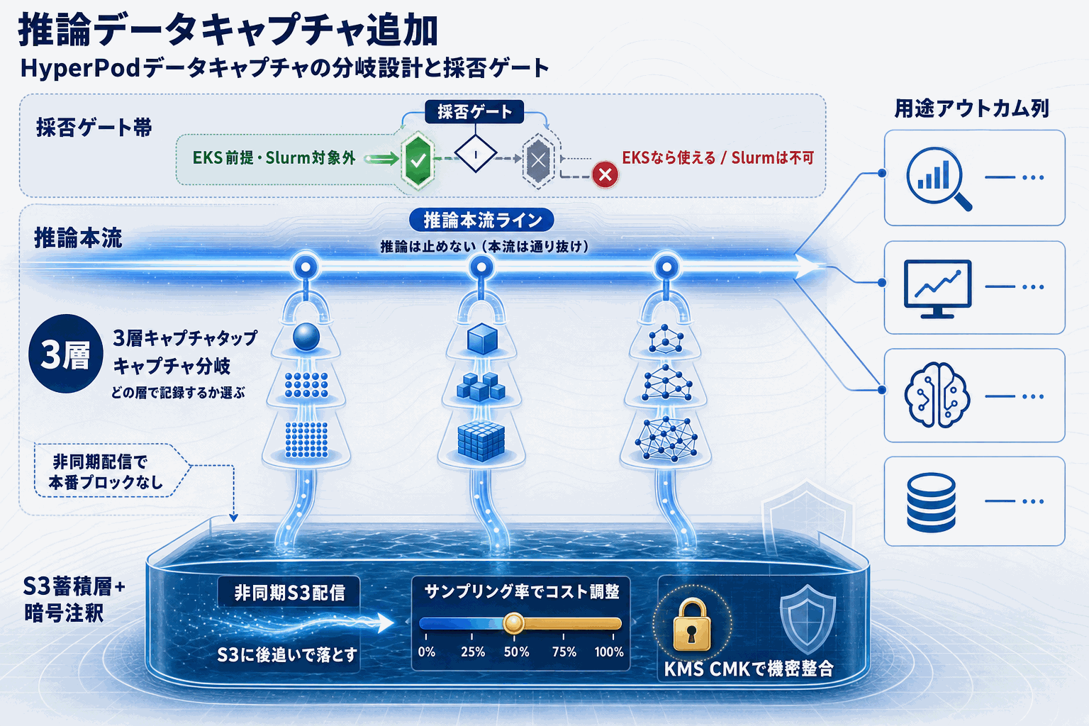 本番AI推論の入出力をS3記録｜HyperPod新機能の本文内説明図