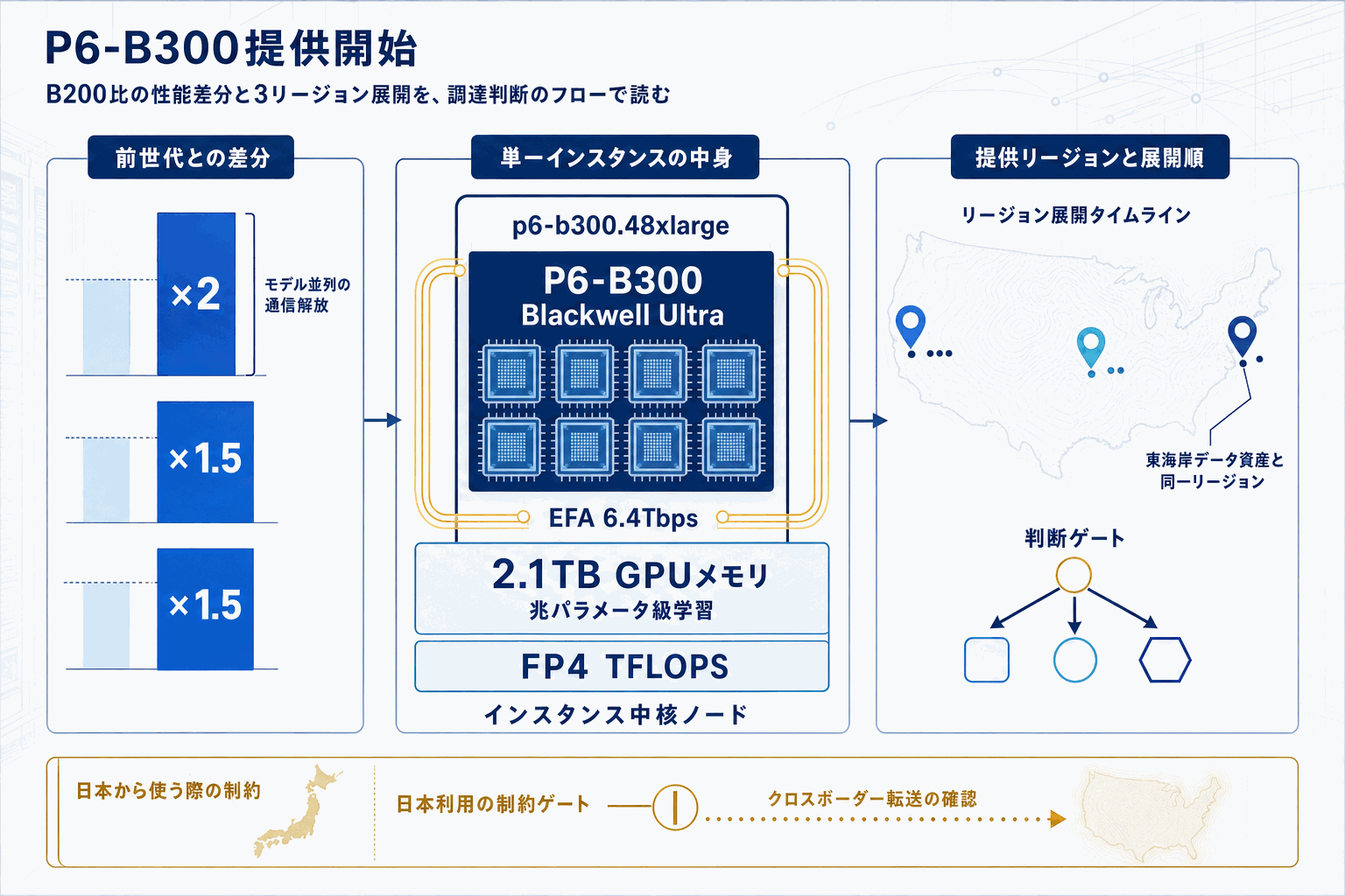 兆パラメータLLM基盤、P6-B300がバージニアでも利用可能にの本文内説明図