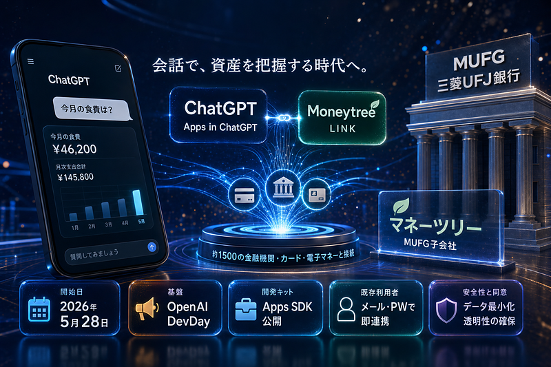 三菱UFJ・Moneytree：ChatGPT連携対応